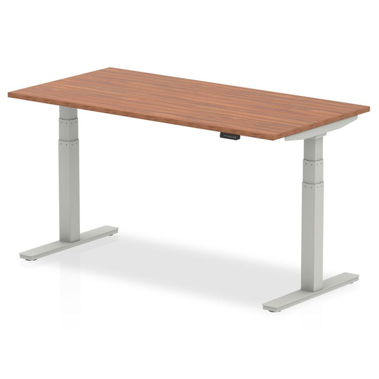 Dynamic Air 1600/800 Walnut Height Adjustable Desk with Silver Legs
