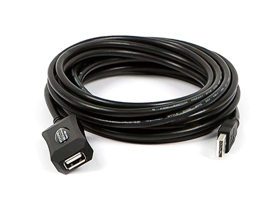 USB Type-A Male to Type-A Female 2.0 Extension Cable | Active | 20/28AWG | Black | 5 m (16 ft)