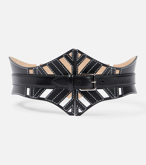 Leather corset belt