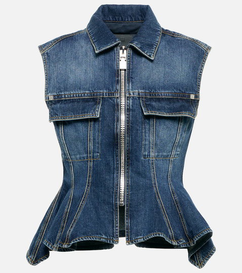 Denim peplum vest