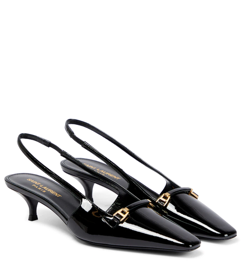 Blade patent leather slingback pumps