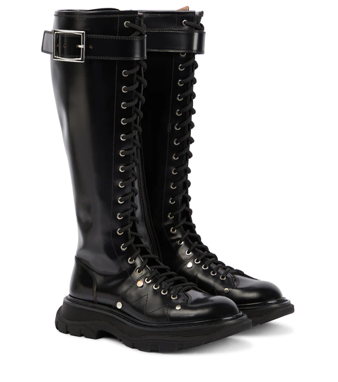 Leather knee-high boots