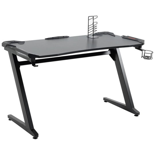 HOMCOM Gaming Desk w/ Gamepad Holder Cup Holder 122 x 66cm Black
