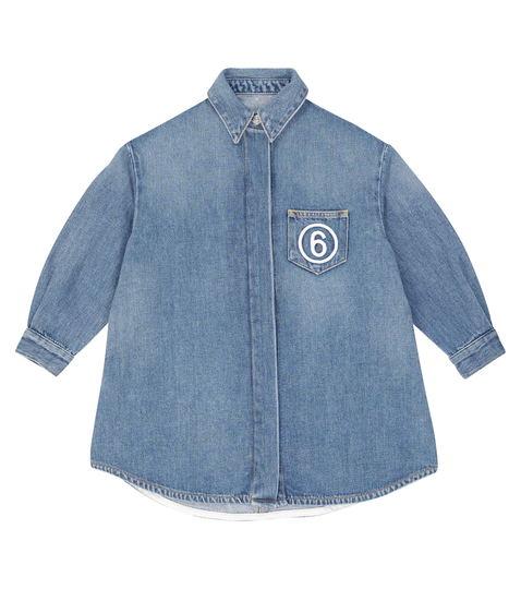 Logo-embroidered denim shirt