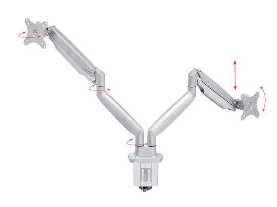Workstream Dual Monitor Adjustable Gas Spring Desk Mount for 15-34in Monitors | Silver