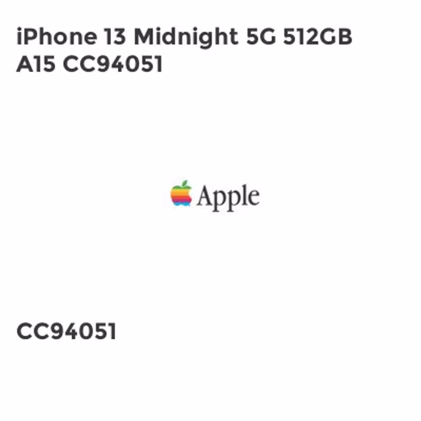 Apple iPhone 13 Midnight 5G 512GB A15 CC94051