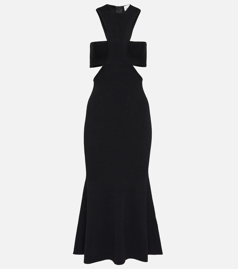 Ribbed-knit cutout maxi dress