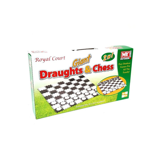 2 in 1 Giant Draughts and Chess Set Game - Fun Summer Family Garden Toy Activity