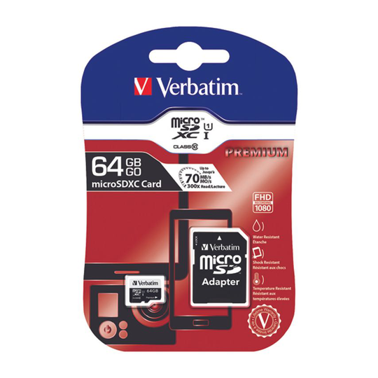 Verbatim Premium SDXC Micro Card 64GB with Adapter 44084