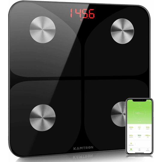 KAMTRON Smart Bluetooth Body Composition Body Fat Digital Scales Black