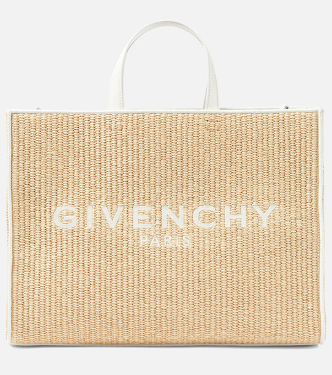 G Medium raffia tote bag