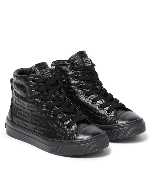 High-top leather sneakers