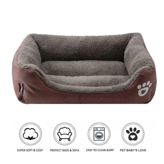 (Brown, L: (66X50cm)) Pet Dog Cat Bed Soft Warm Cushion Puppy Kennel Mat Blanket Washable