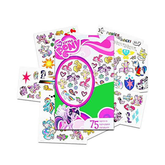 Hasbro My Little Pony Temporary Tattoos - 75 Tattoos - Twilight Sparkle, Rainbow Dash, Fluttershy, Pinkie Pie, Applejack, Rarity, Spike The Dragon, Pr