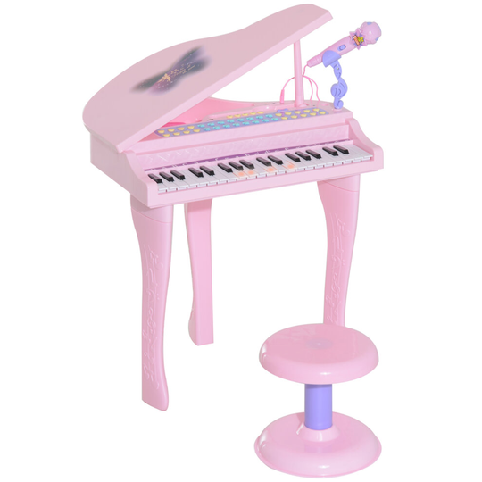 HOMCOM Musical Piano 37 Key Keyboard MiniBattery Microphone Stool