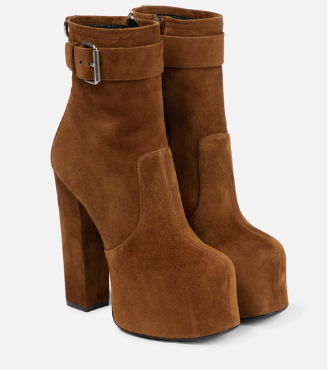 Cherry platform suede ankle boots