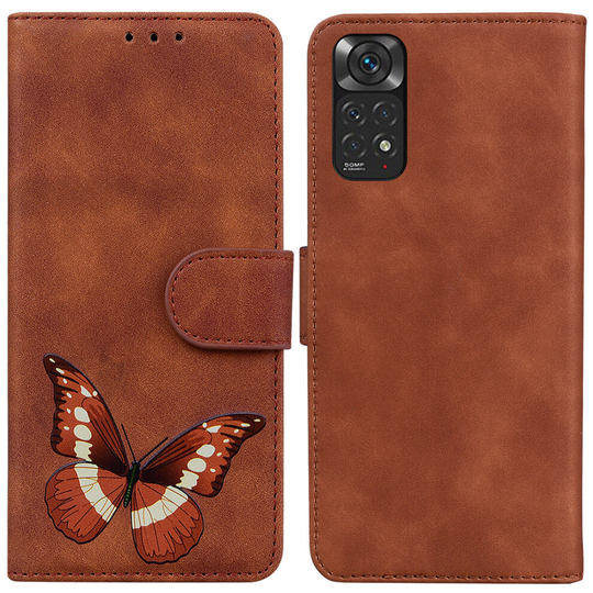 Case for Xiaomi Redmi Note 11/ 11S Butterfly Cover Premium Leather Magnetic- Brown
