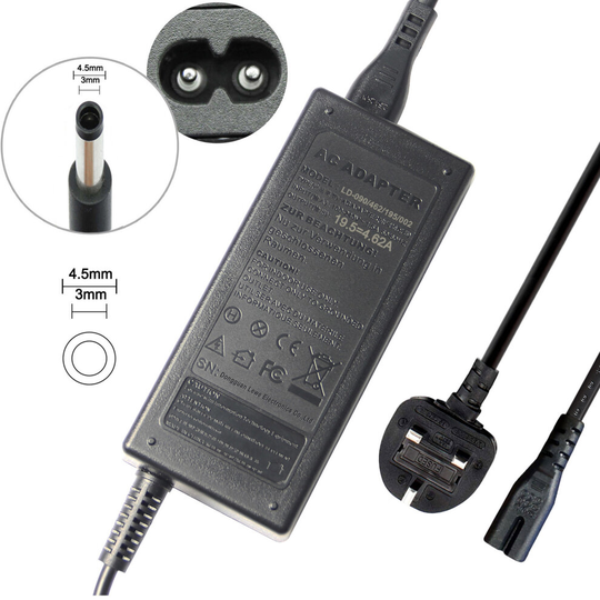 FUTUREBATT 19.5V 4.62A 90W AC Adapter Charger for Dell Inspiron 11 13 14 15 17 3000 5000 7000 Latitude Vostro XPS Power Supply