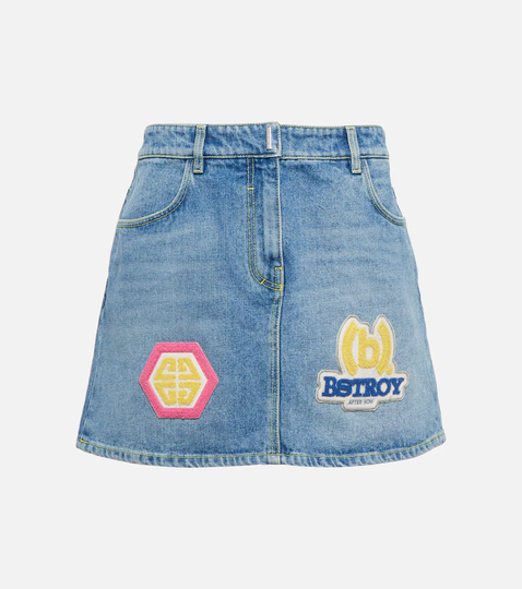 x BSTROY embroidered denim miniskirt