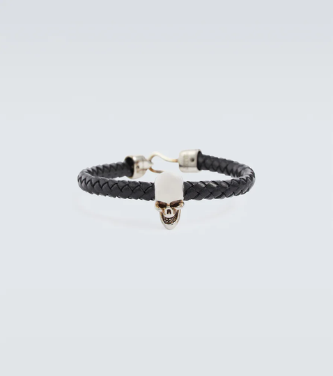 Skull leather bracelet