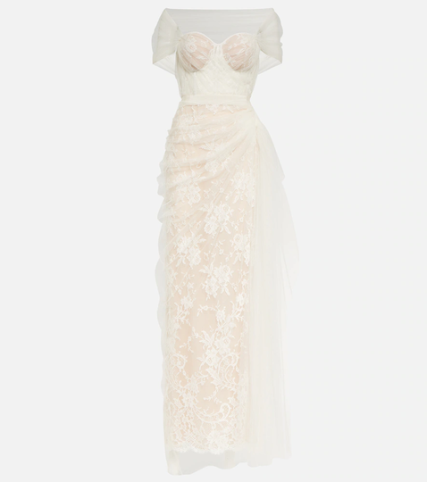 Bridal guipure lace and tulle gown