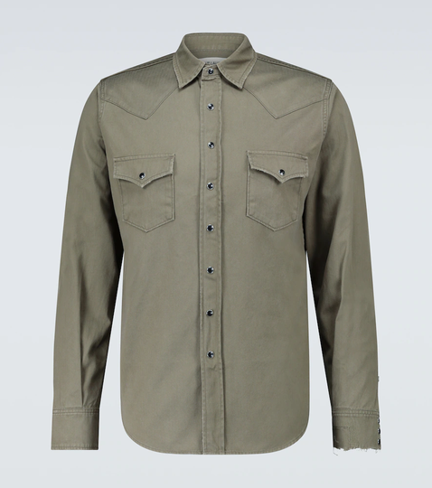 Long-sleeved denim shirt
