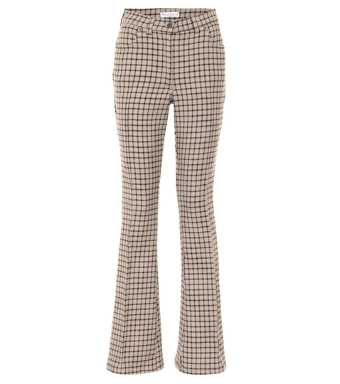 Checked high-rise flared pants