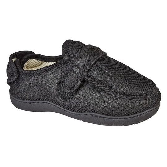 (13/14 UK, Black) Zedzzz Mens Josh Superwide Multi Touch Fastening Slipper