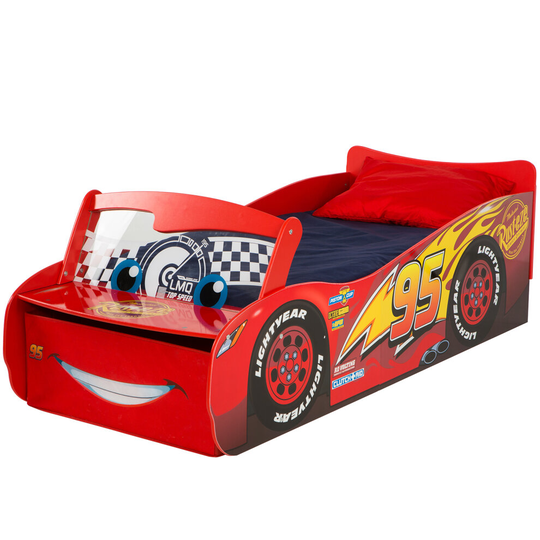(Bed Only) Disney Cars Lightning McQueen Enclosed Toddler Bed with Storage