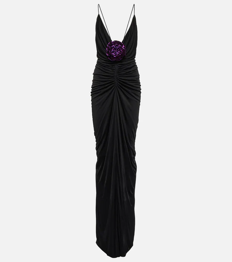 Embellished satin gown