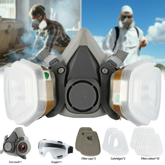15in1 Gas Mask Facepiece Spray Painting Respirator with Safety Goggles