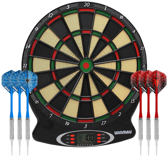 Winmau Soft Tip Electronic Dartboard, Scorer & 2 Darts Sets