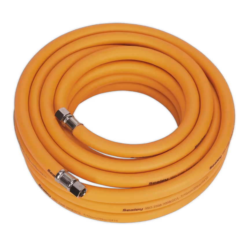 Sealey Air Hose 10m x 10mm Hybrid High Visibility with 1/4" BSP Unions