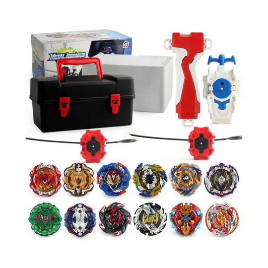 (Black) 12pcs Beyblade Burst Set With Launcher + Box Gift