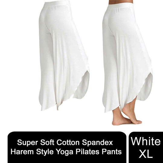 (White - XL) Super Soft Cotton Harem Style Yoga Pilates Pants