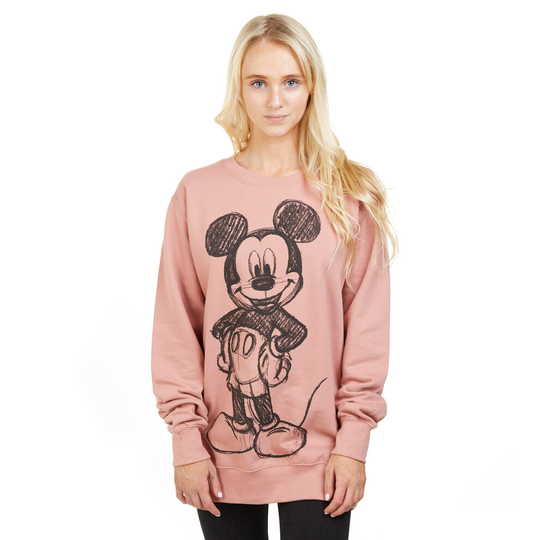 (LRG) Disney Ladies - Mickey Mouse Sketch - Crew Sweat - Dusty Pink