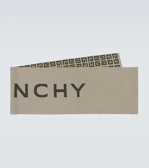 Wool and cashmere logo scarf