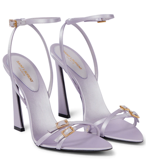 Embellished satin sandals
