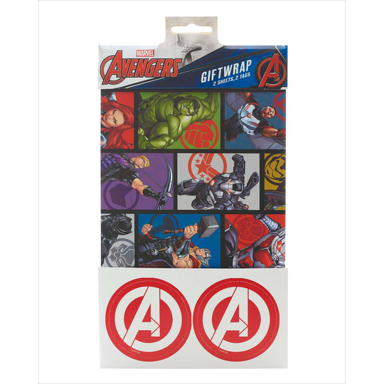Marvel Avengers Gift Wrap Pack Contains 2 Sheets & Tags Wrapping Paper