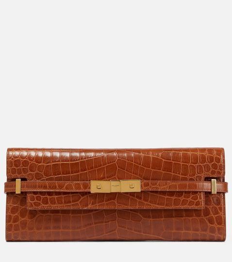 Manhattan croc-effect leather clutch