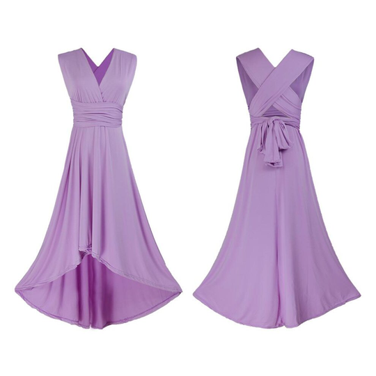 (Purple, S / UK 8-10) Womens Multiway Wrap Wedding Bridesmaid Convertible Dress Evening Party Gown
