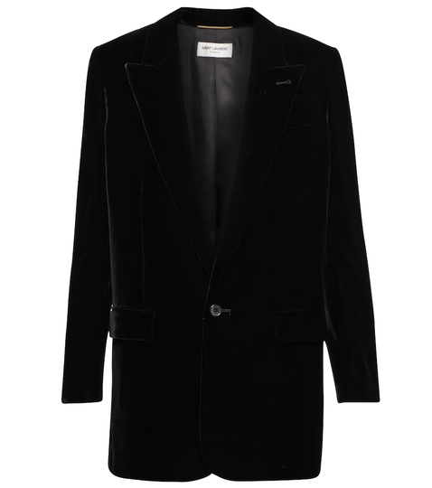 Velvet single-breasted blazer