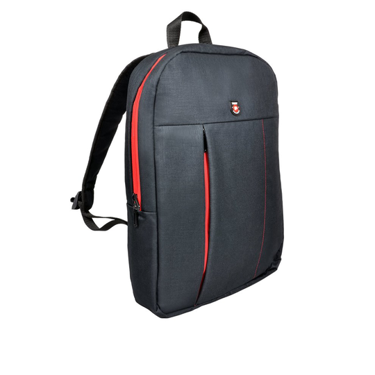 Port Designs Portland Urban Slim Padded Backpack for 15.6-Inch Laptops, Black/Red