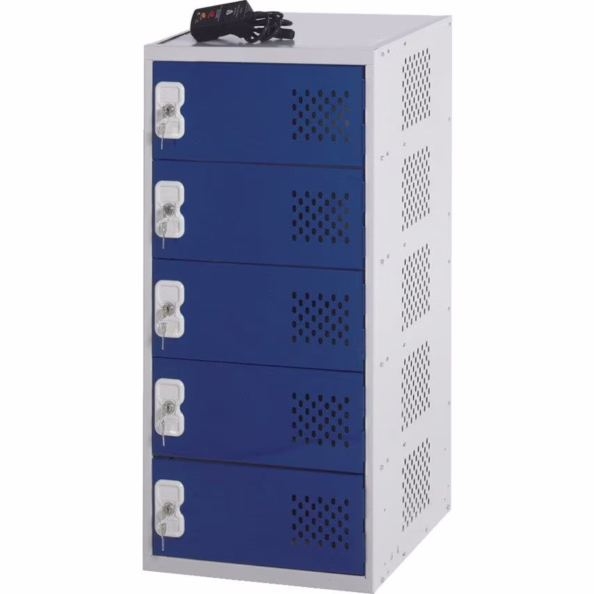 Workshop 900 x 450 x 450mm Laptop Charge Locker 5 Door Grey/Black