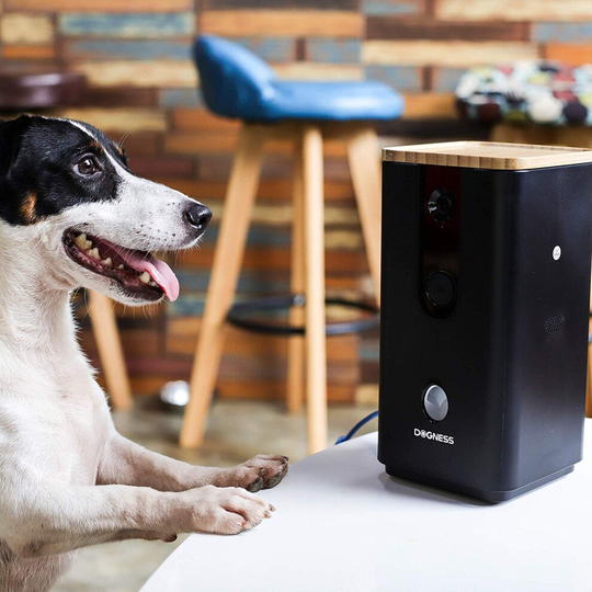 (Black) Dogness Smart Pet HD Camera and Treat Dispenser