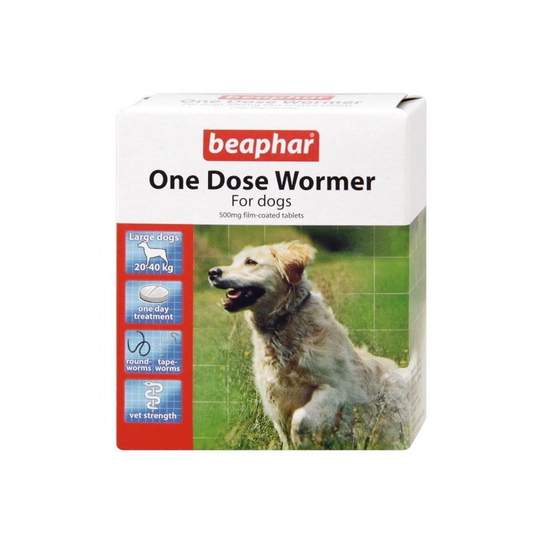 (Large Dogs, 1 Pack) Beaphar One Dose Wormer For Dogs | Dog Worming Tablets