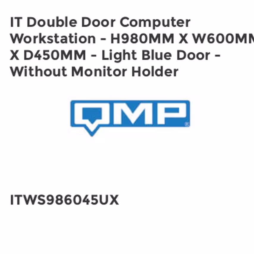QMP IT Double Door Computer Workstation - H980mm x W600mm x D450mm - Light Blue