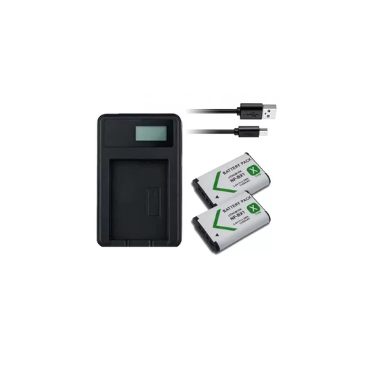 USB Battery Charger and 2 Batteries For Sony CyberShot DSC-HX60 Digital Camera