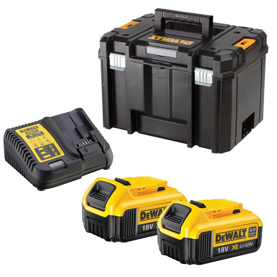 DeWalt 18V 2 x DCB182 4.0AH Batteries, DCB115 Charger & TSTAK Set