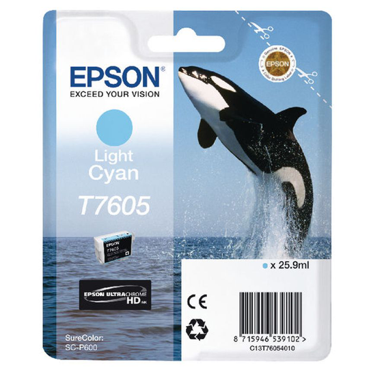 Epson Epson T7605 Killer Whale Light Cyan Standard Capacity Ink Cartridge 26ml -